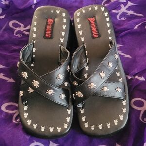 Demonia Black Skull Sandals